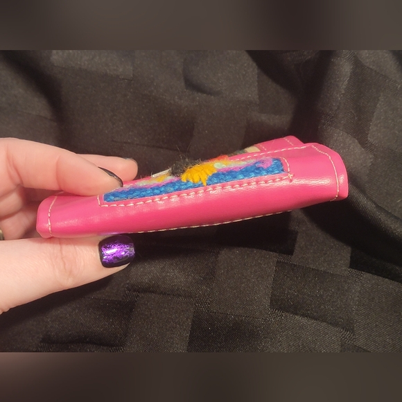 Peruvian Handmade Textile Small Pink Leather Wallet - Picture 4 of 11